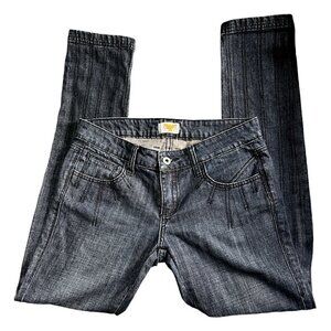 Antik Denim Embroidered Embellished Straight Leg Low Rise Dark Wash Jeans Sz 28